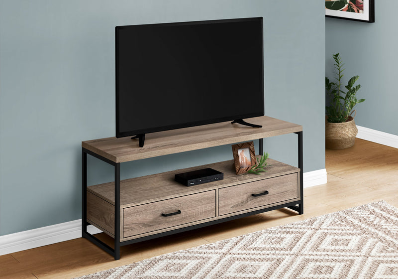 Tv Stand - 48"L / Dark Taupe / Black Metal - I 2872