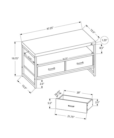 Tv Stand - 48"L / Dark Taupe / Black Metal - I 2872