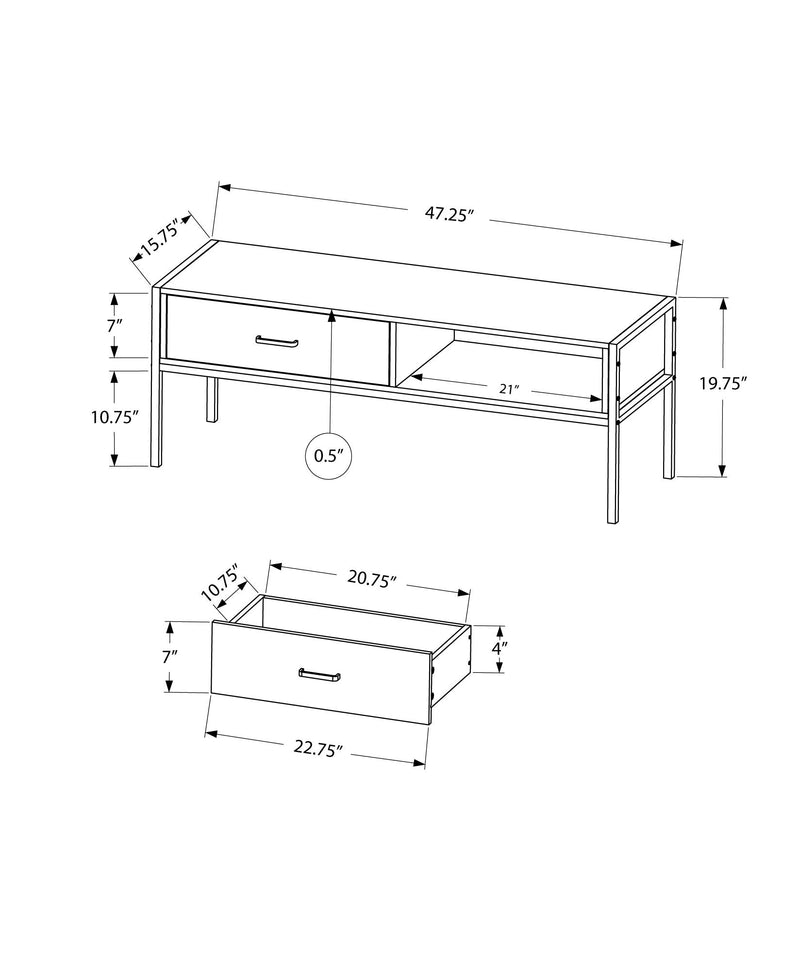 Tv Stand - 48"L / Black / Black Metal - I 2874