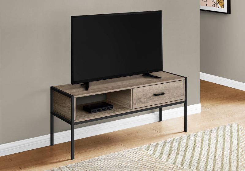 Tv Stand - 48"L / Dark Taupe / Black Metal - I 2876