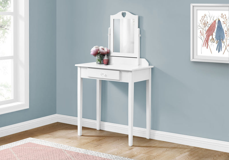 Vanity - White / Mirror And Storage Drawer - I 3326