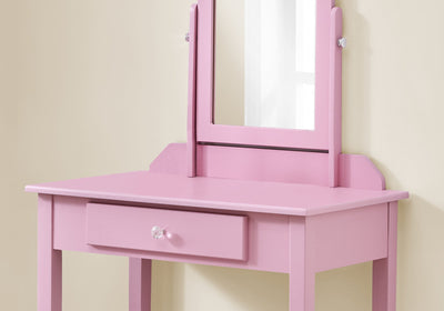 Vanity - Pink / Mirror And Storage Drawer - I 3328