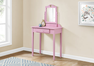 Vanity - Pink / Mirror And Storage Drawer - I 3328