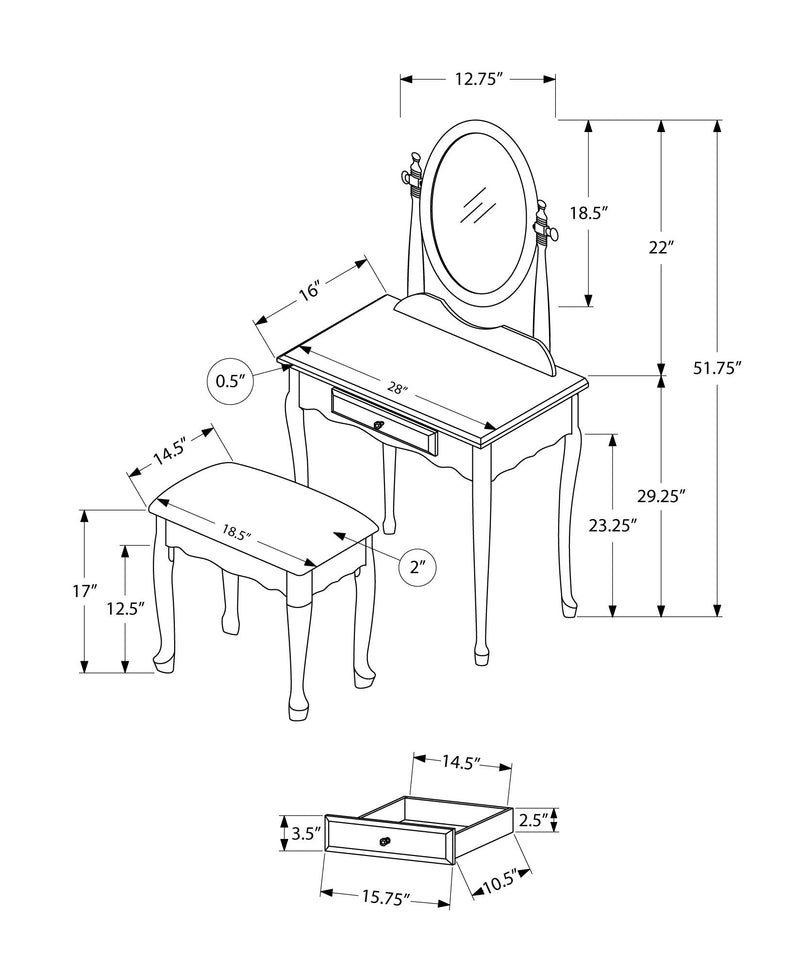 Vanity Set - 2Pcs Set / Grey - I 3182